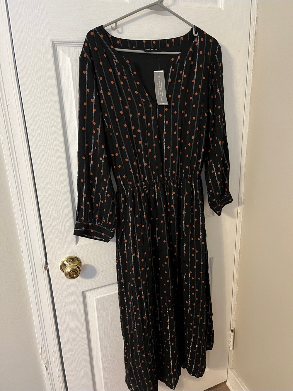 Lane Bryant Black Maxi Dress with Polka Dots